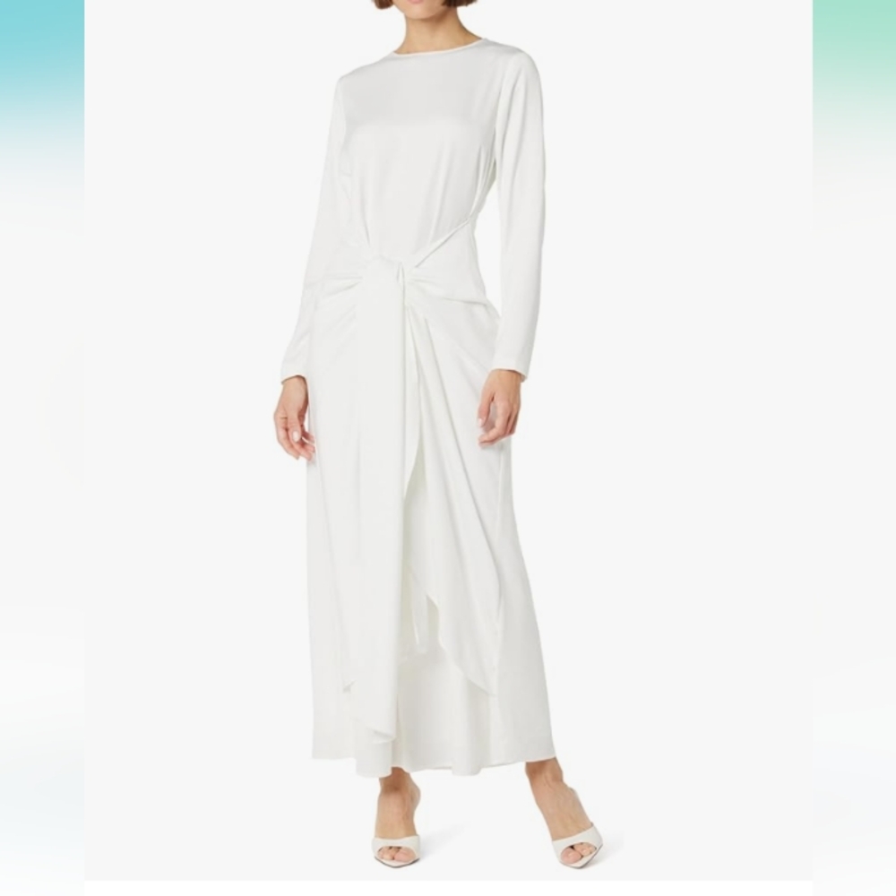 The Drop White Tie Wrap Maxi Dress by @Withloveleena Size 3X NWT
